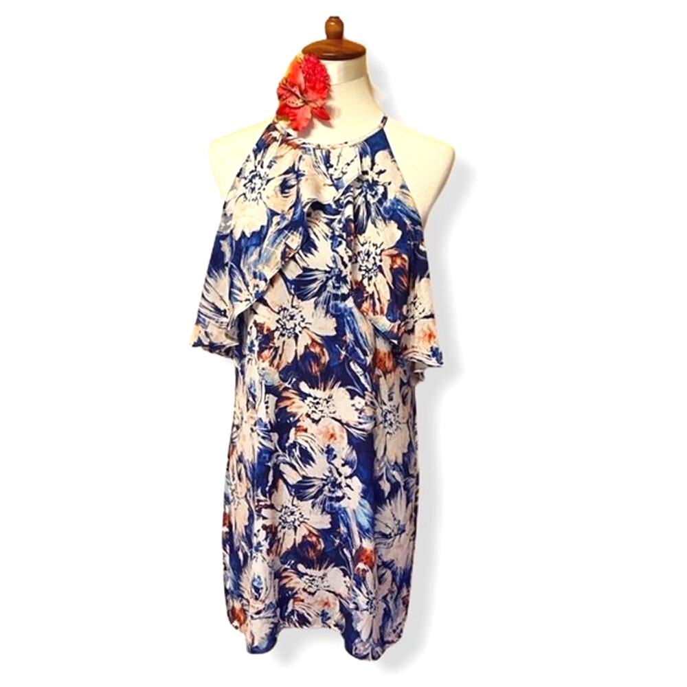 Charles Henry Ruffle Halter Floral Dress Size M